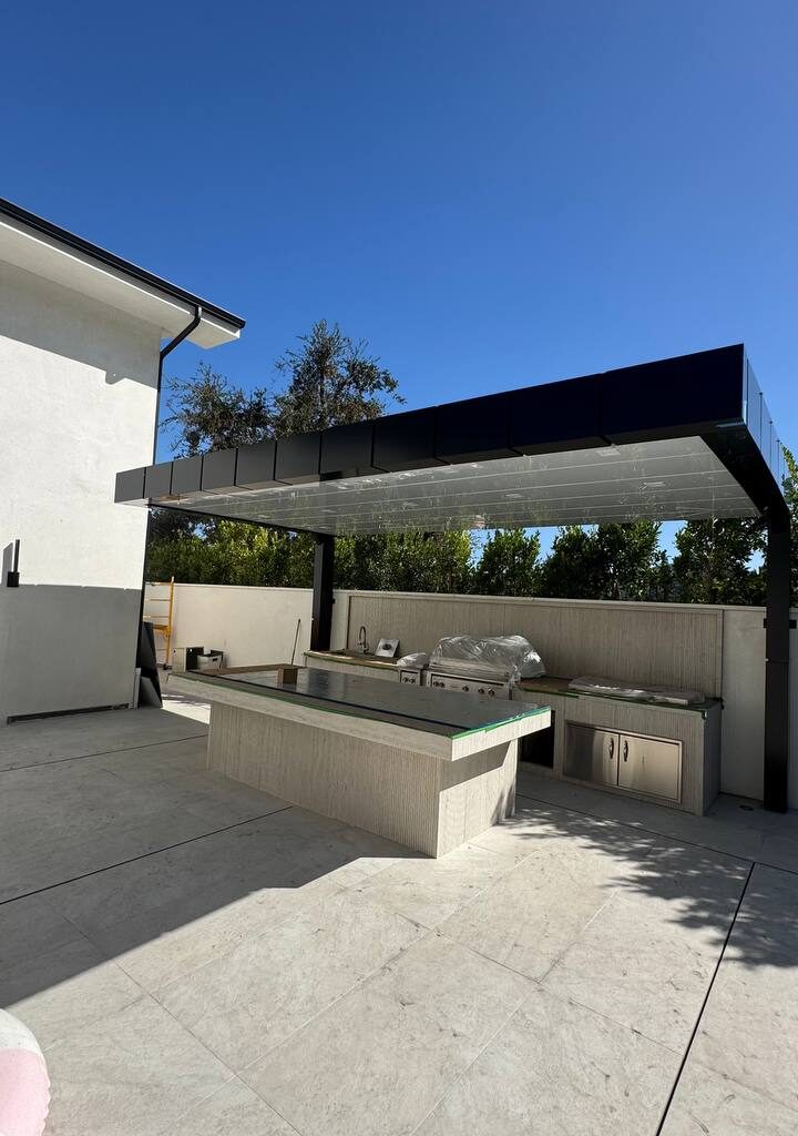 ACP canopy and ceiling cladding for outdoor kitchen