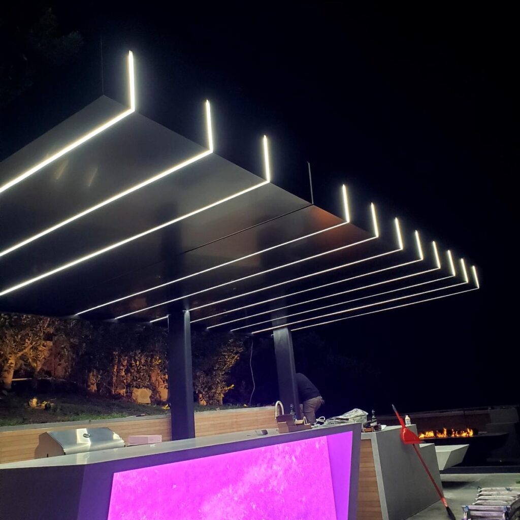 ACP canopy ceiling with integrated LED lighting