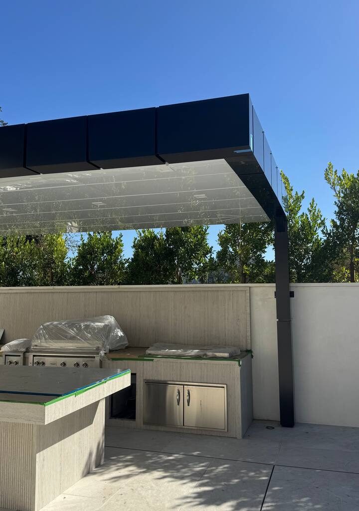 ACP ceiling cladding on outdoor kitchen canopy