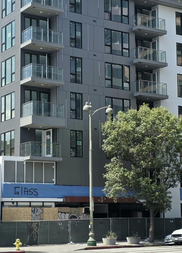 ACM panel facade on multifamily apartment building in Los Angeles